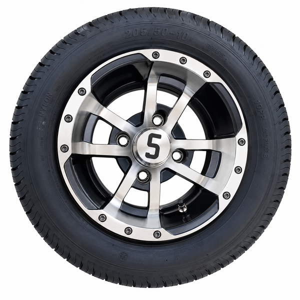 205/50-10″ Machined/Gloss Black Tyre and Wheel Combo